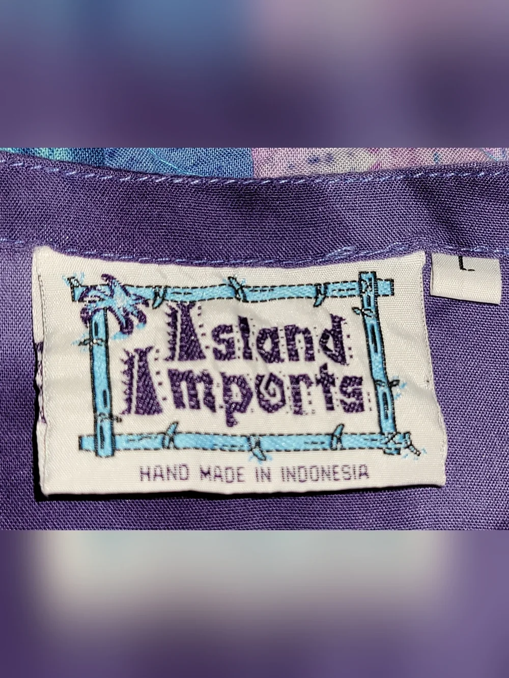Island Imports Purple Tie Dye Floral Rayon Dress - Size L - Boho Hawaiian Luau